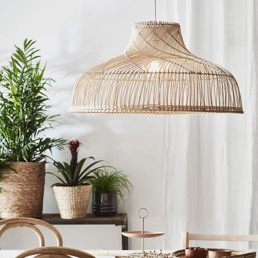 Rattan Woven Bowl Pendant Light