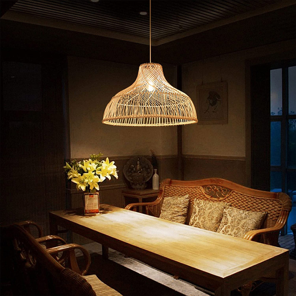 Rattan Woven Bowl Pendant Light