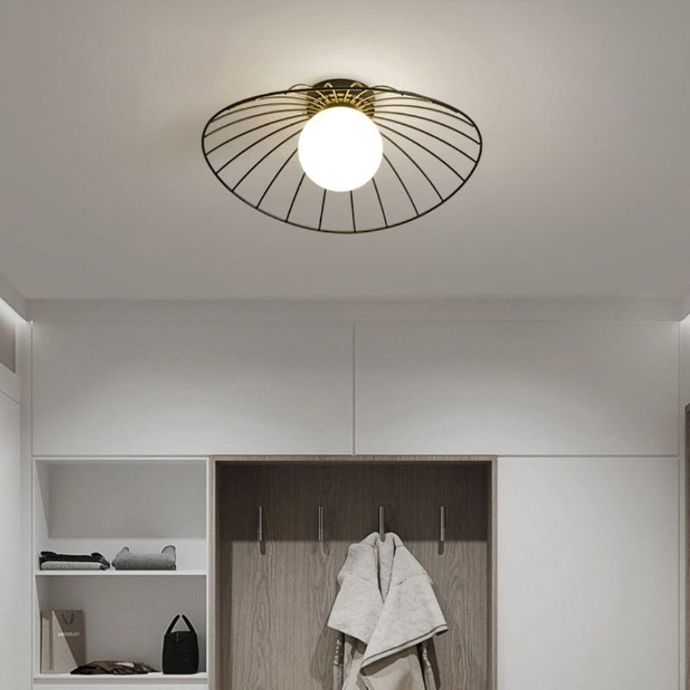 Nordic Straw Hat Metal Pendant Light