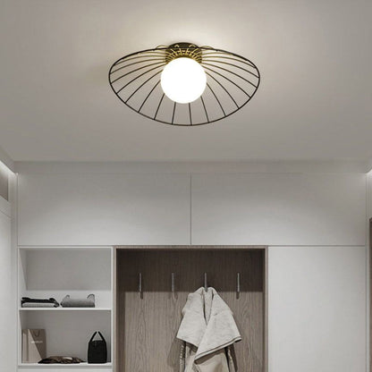 Nordic Straw Hat Metal Pendant Light