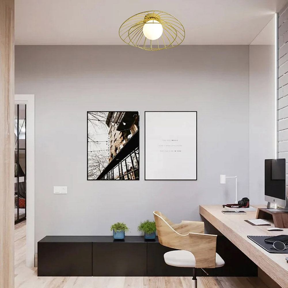 Nordic Straw Hat Metal Pendant Light