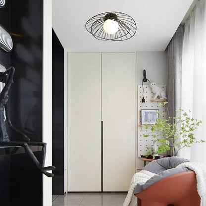 Nordic Straw Hat Metal Pendant Light