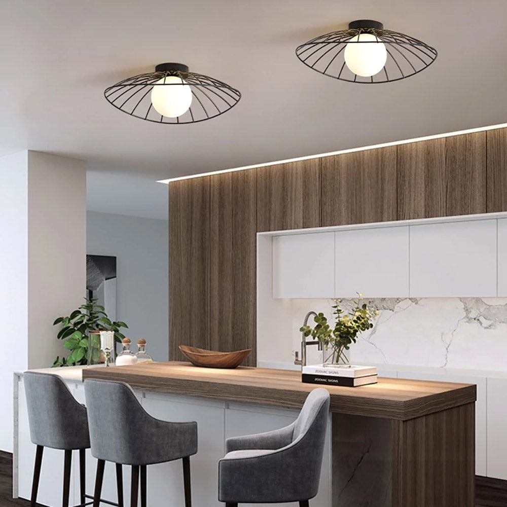 Creative Nordic Straw Hat Ceiling Lights-[Modern pendant lighting for bedroom and living space]-Demolights UK