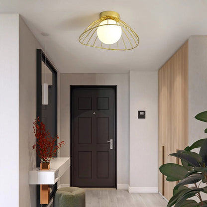 Nordic Straw Hat Metal Pendant Light