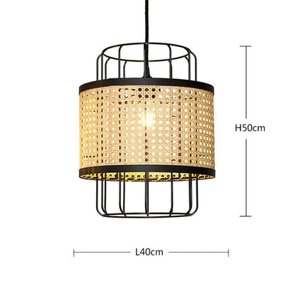 Rattan Cane Wire Birdcage Lantern