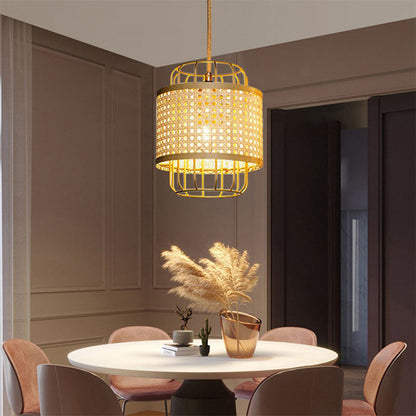 Rattan Cane Wire Birdcage Lantern