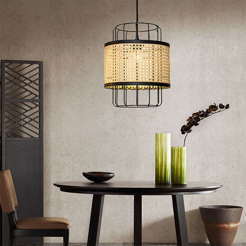 Rattan Cane Wire Birdcage Lantern