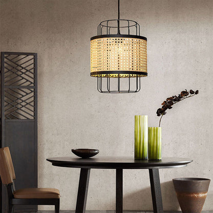 Rattan Cane Wire Birdcage Lantern