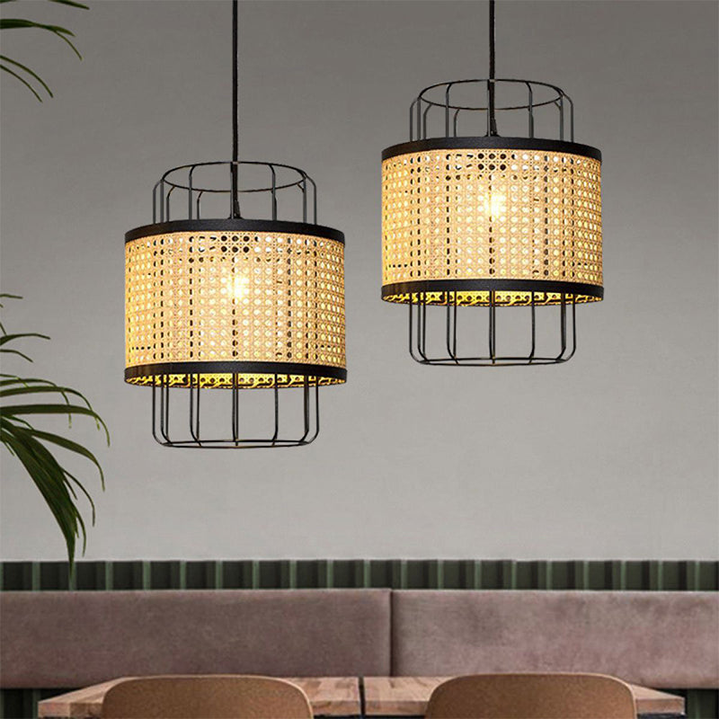 Rattan Cane Wire Birdcage Lantern