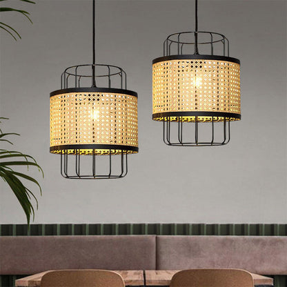 Rattan Cane Wire Birdcage Lantern