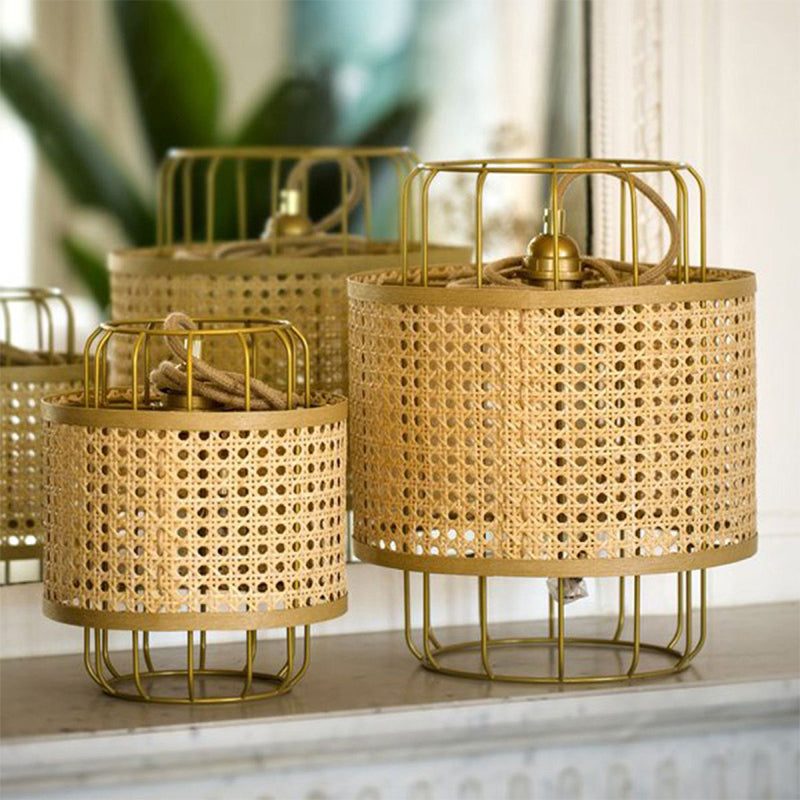 Rattan Cane Wire Birdcage Lantern