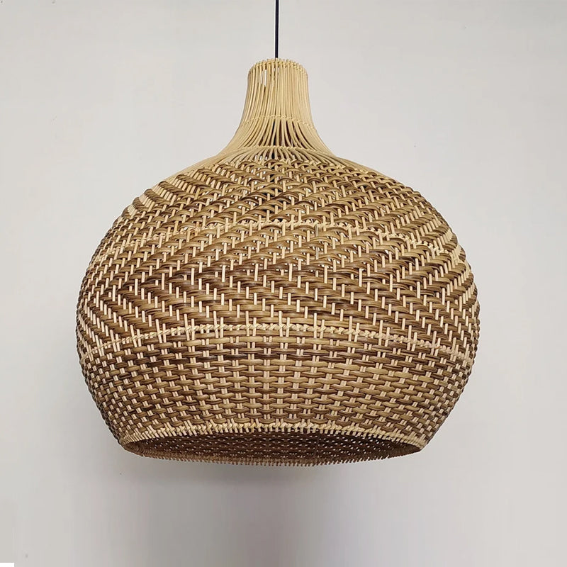 Undulating Herringbone Rattan Pendant