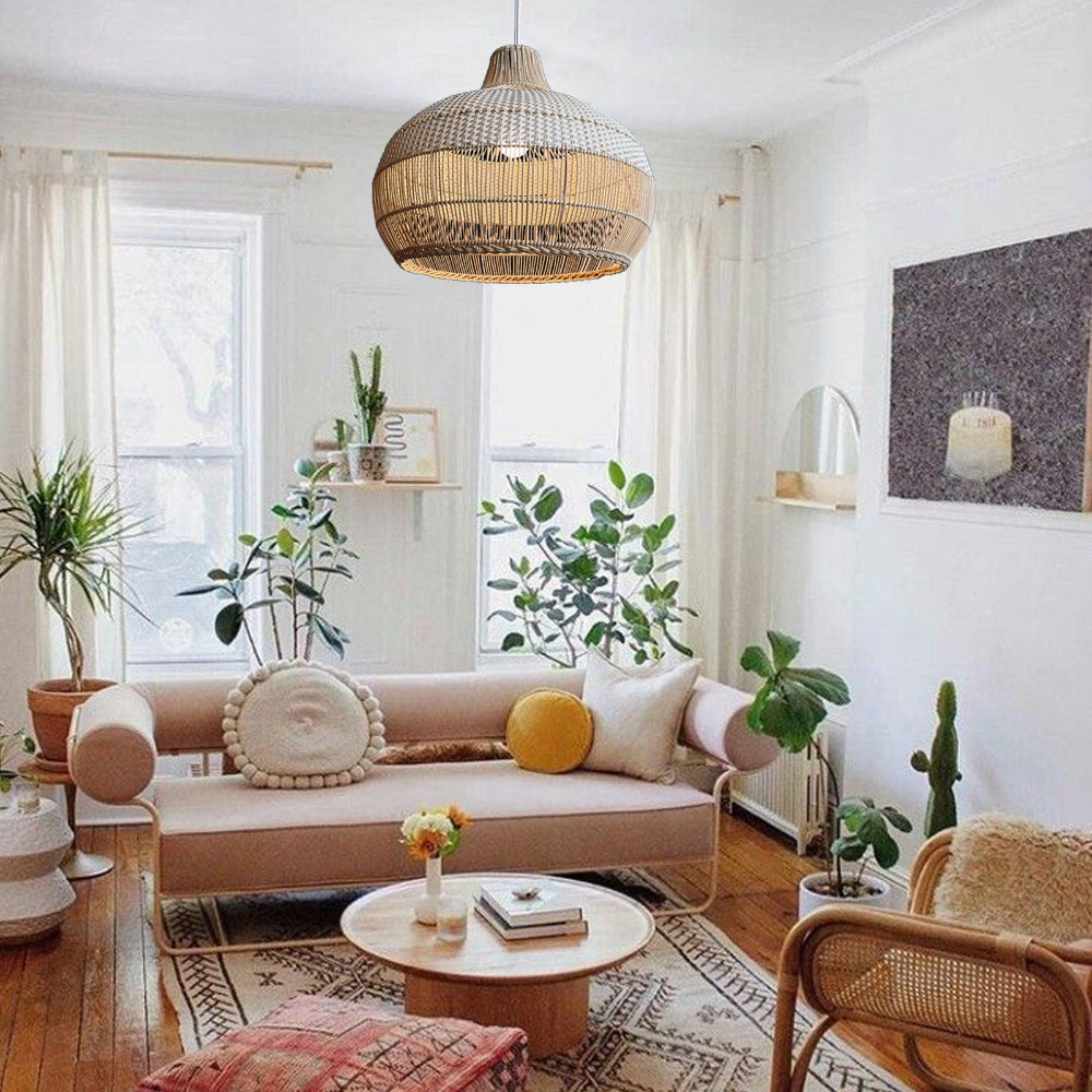 Open-Weave Rattan Island Pendant