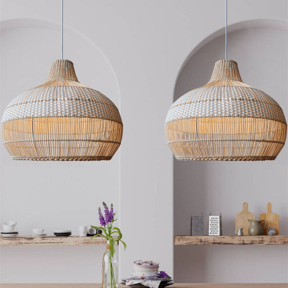 Open-Weave Rattan Island Pendant