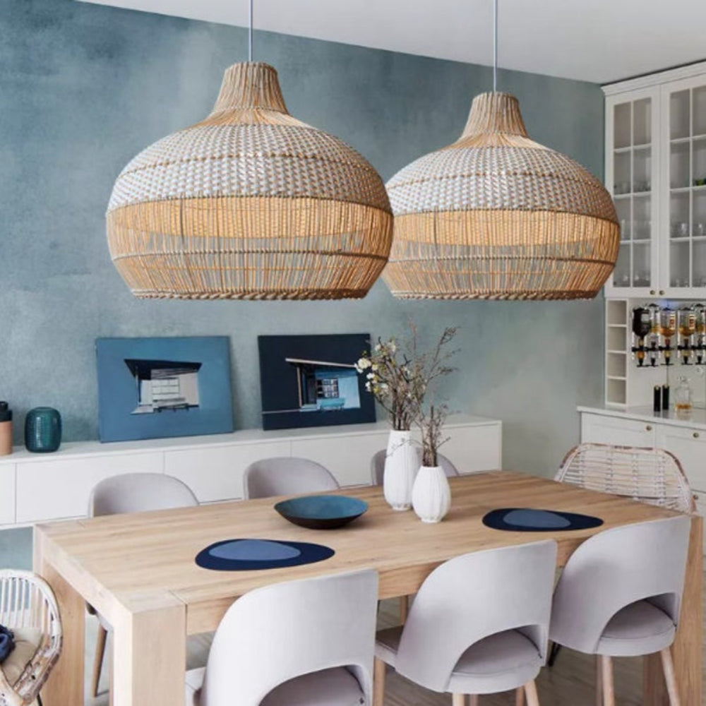 Open-Weave Rattan Island Pendant