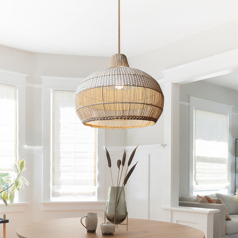 Open-Weave Rattan Island Pendant