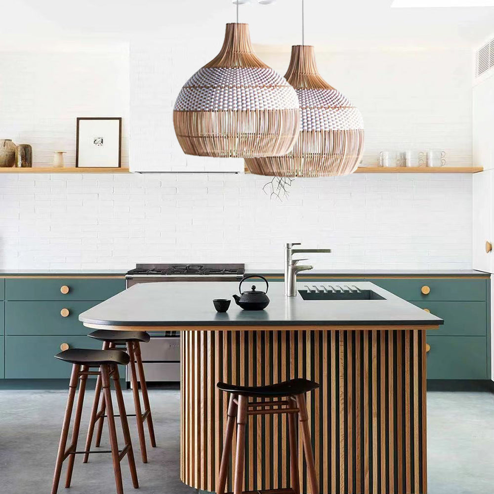 White Rattan 30cm Small Pendant Light