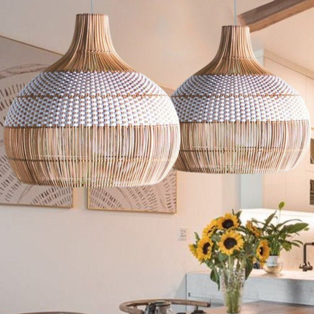 White Rattan 30cm Small Pendant Light