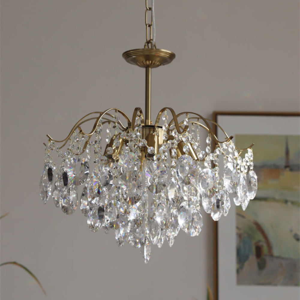 Crystal Chain Chandelier in Amber or Clear
