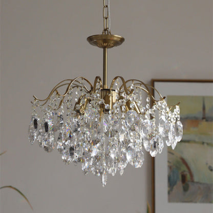 Crystal Chain Chandelier in Amber or Clear