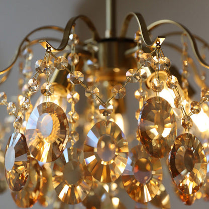 Crystal Chain Chandelier in Amber or Clear