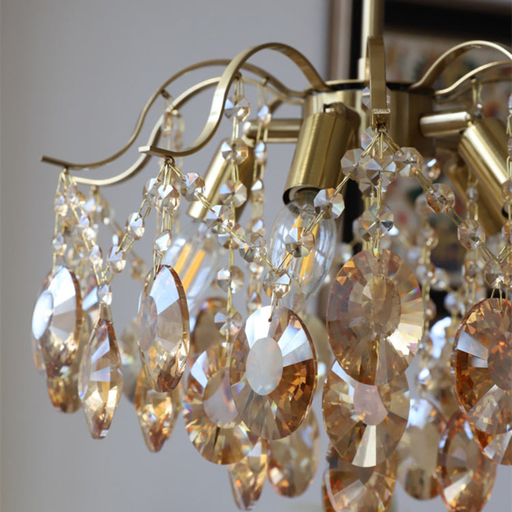 Crystal Chain Chandelier in Amber or Clear