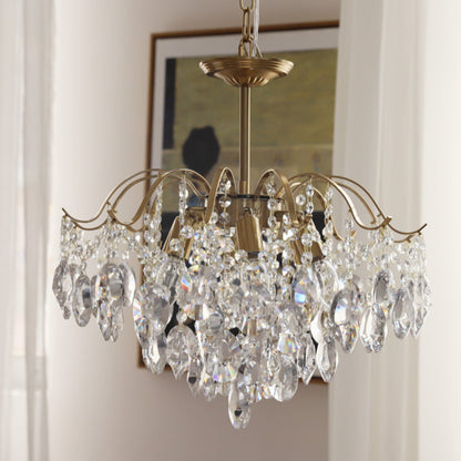 Crystal Chain Chandelier in Amber or Clear