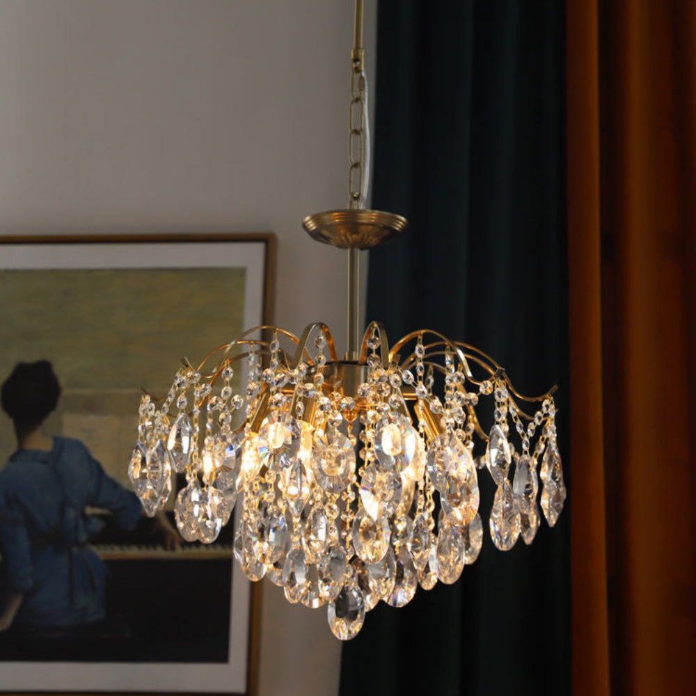Crystal Chain Chandelier in Amber or Clear