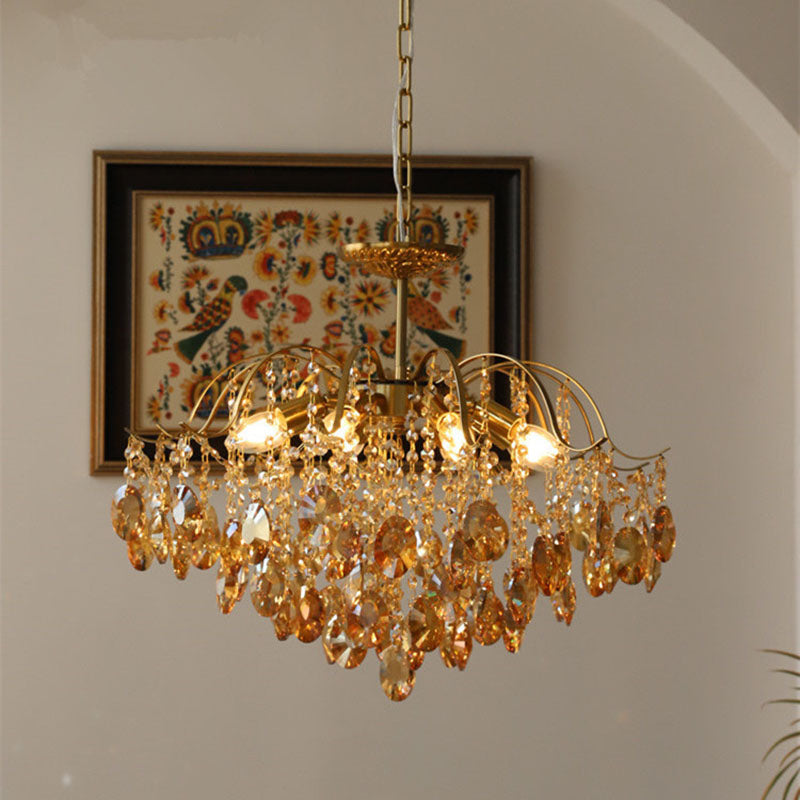 Crystal Chain Chandelier in Amber or Clear