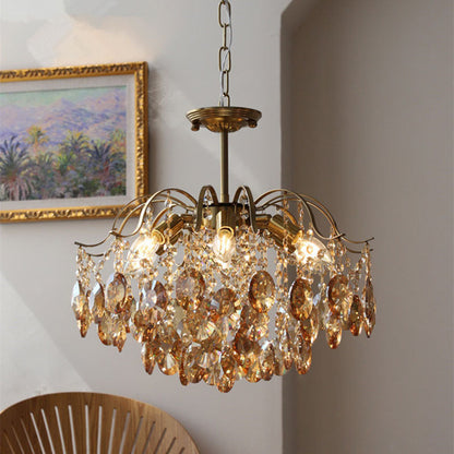 Crystal Chain Chandelier in Amber or Clear
