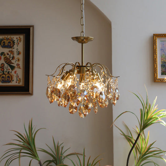 Retro Crystal Chandelier Sumptuous Romantic Amber Pendant Light-[Modern pendant lighting for bedroom and living space]-Demolights UK