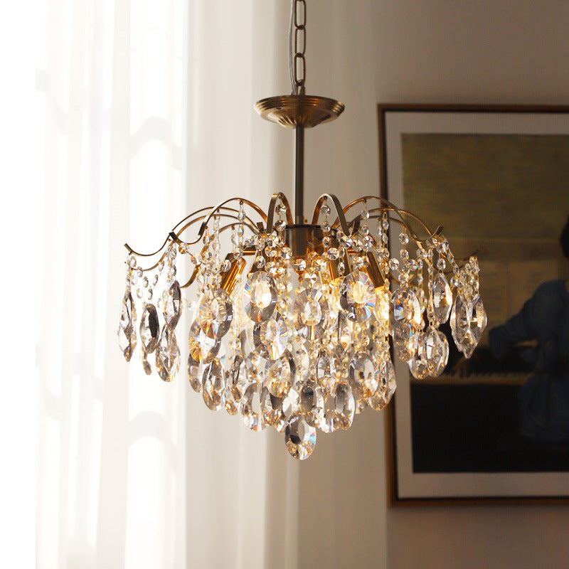 Crystal Chain Chandelier in Amber or Clear