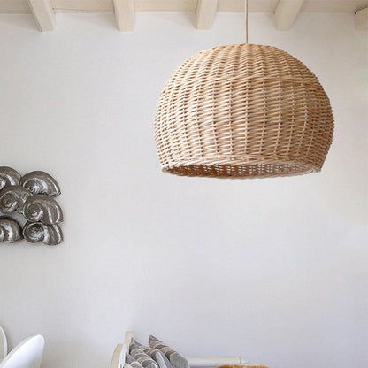 Large Wicker Farmhouse Pendant Light