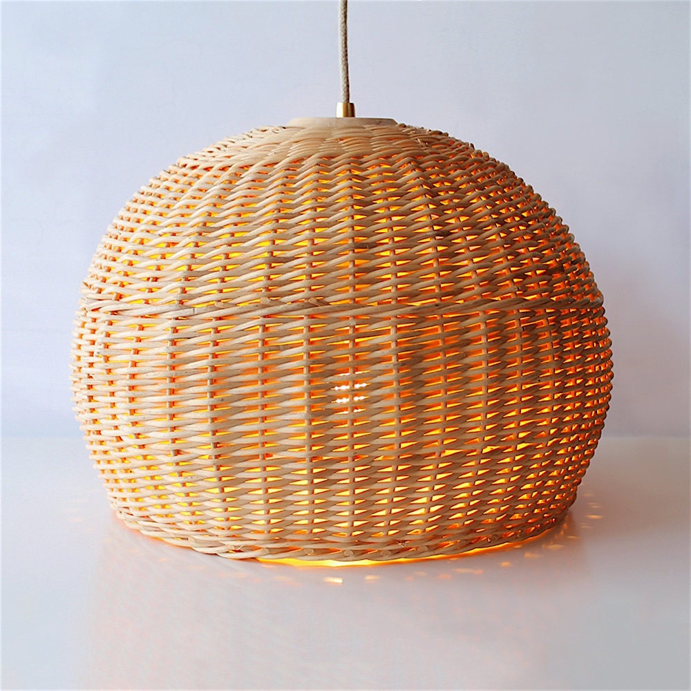 Large Wicker Farmhouse Pendant Light