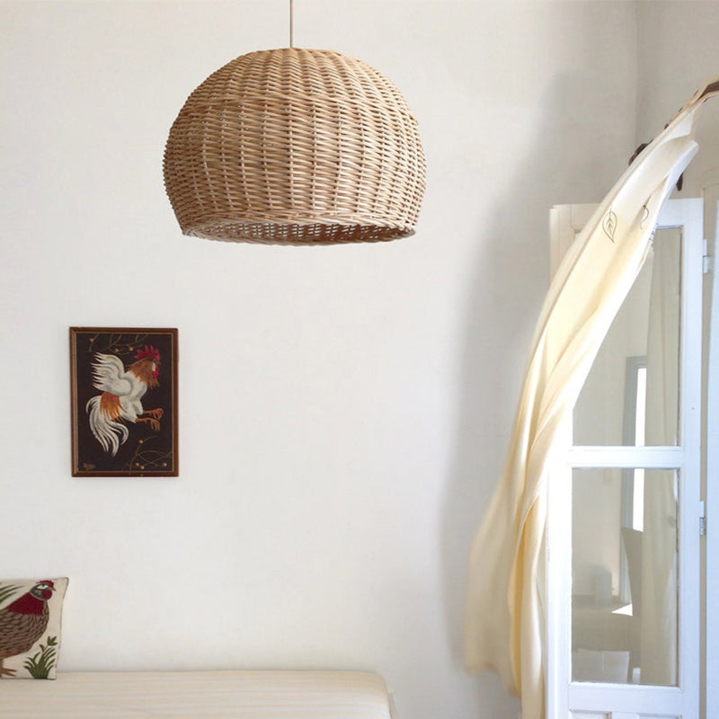 Large Wicker Farmhouse Pendant Light