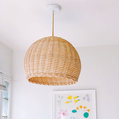 Large Wicker Farmhouse Pendant Light