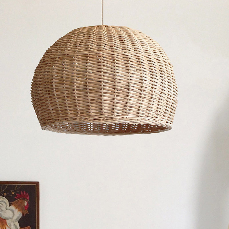 Large Wicker Farmhouse Pendant Light