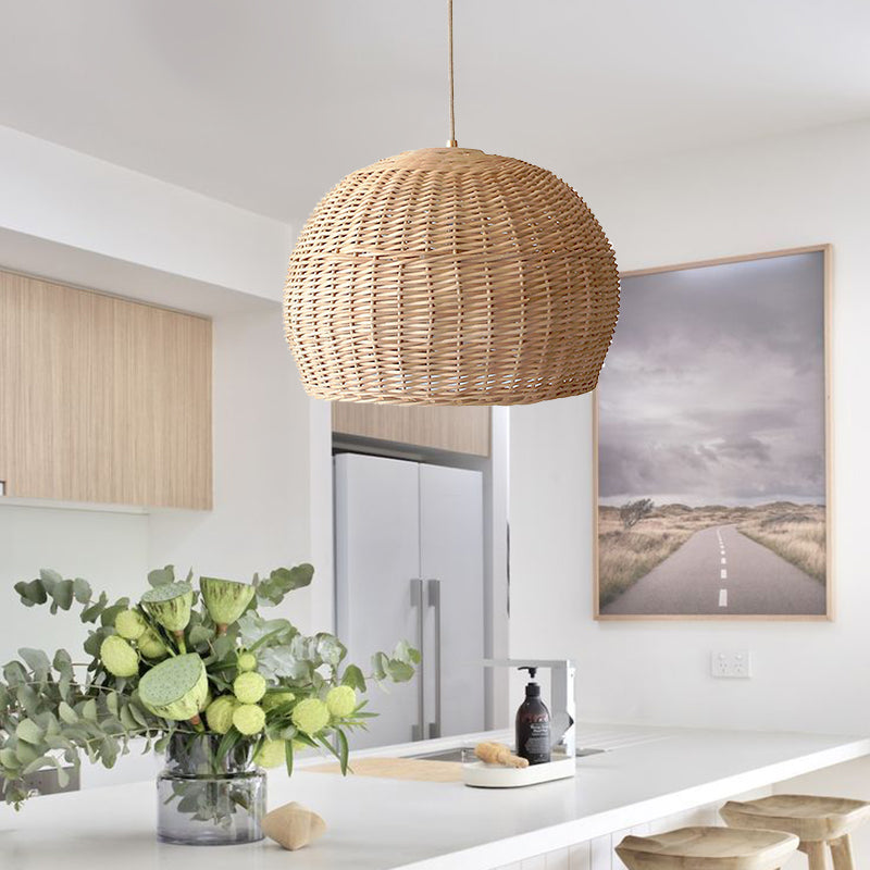 Large Wicker Farmhouse Pendant Light