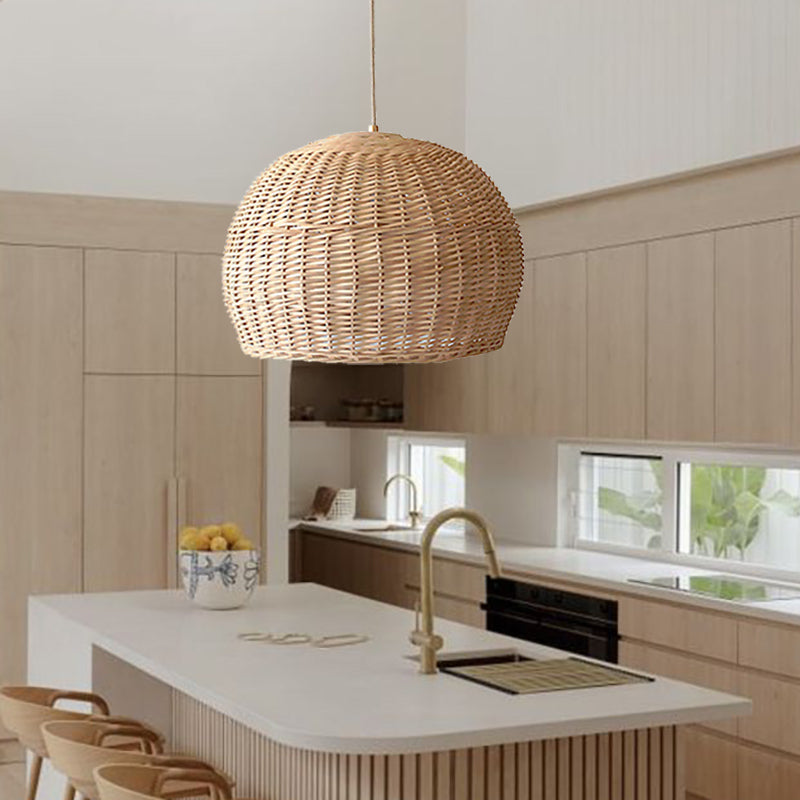 Large Wicker Farmhouse Pendant Light
