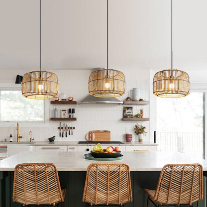 Lantern Shape Bamboo Cane Pendant