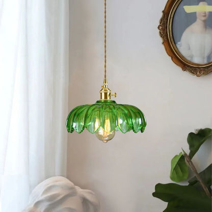 Brass and Glass Dome Ceiling Light