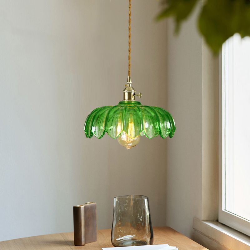 Brass and Glass Dome Ceiling Light
