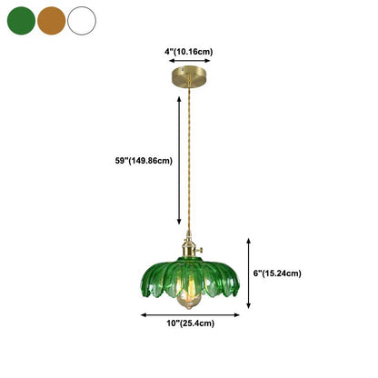 Brass and Glass Dome Ceiling Light