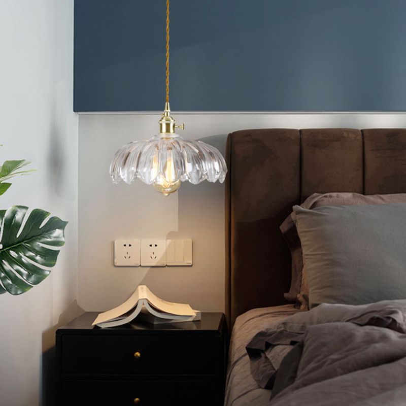 Brass and Glass Dome Ceiling Light