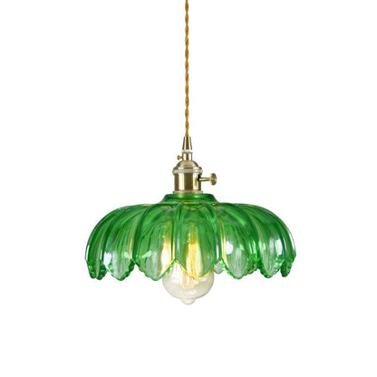 Brass and Glass Dome Ceiling Light