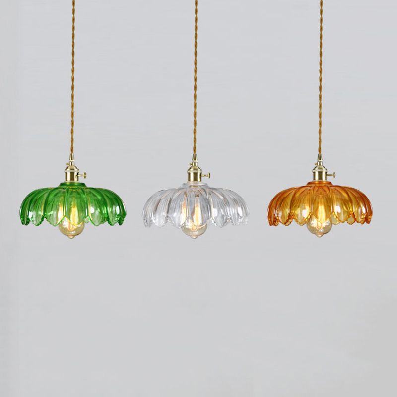 Brass and Glass Dome Ceiling Light