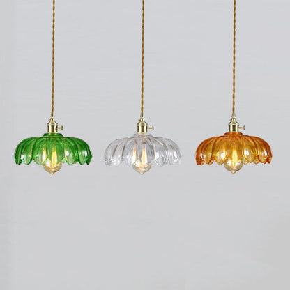 Brass and Glass Dome Ceiling Light