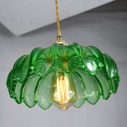 Brass and Glass Dome Ceiling Light