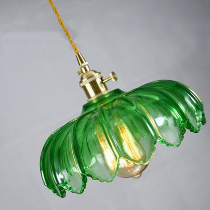 Brass and Glass Dome Ceiling Light