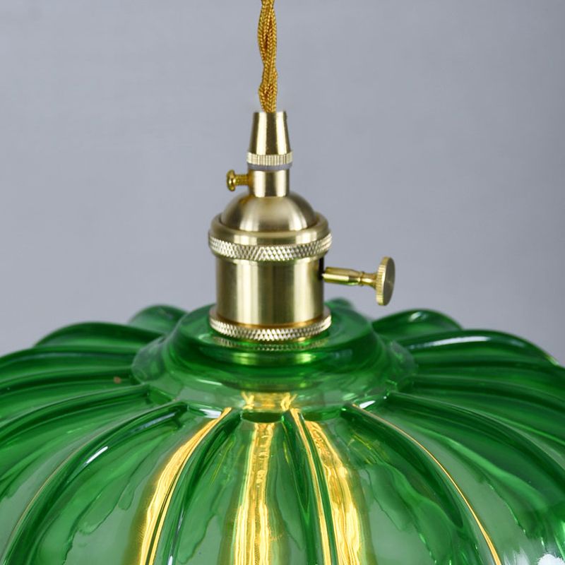 Brass and Glass Dome Ceiling Light